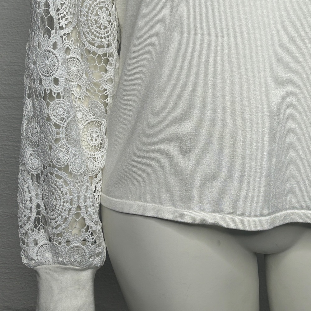 Belldini Top Off White / White Lace Long Sleeve Women's XL New - Picture 15 of 16